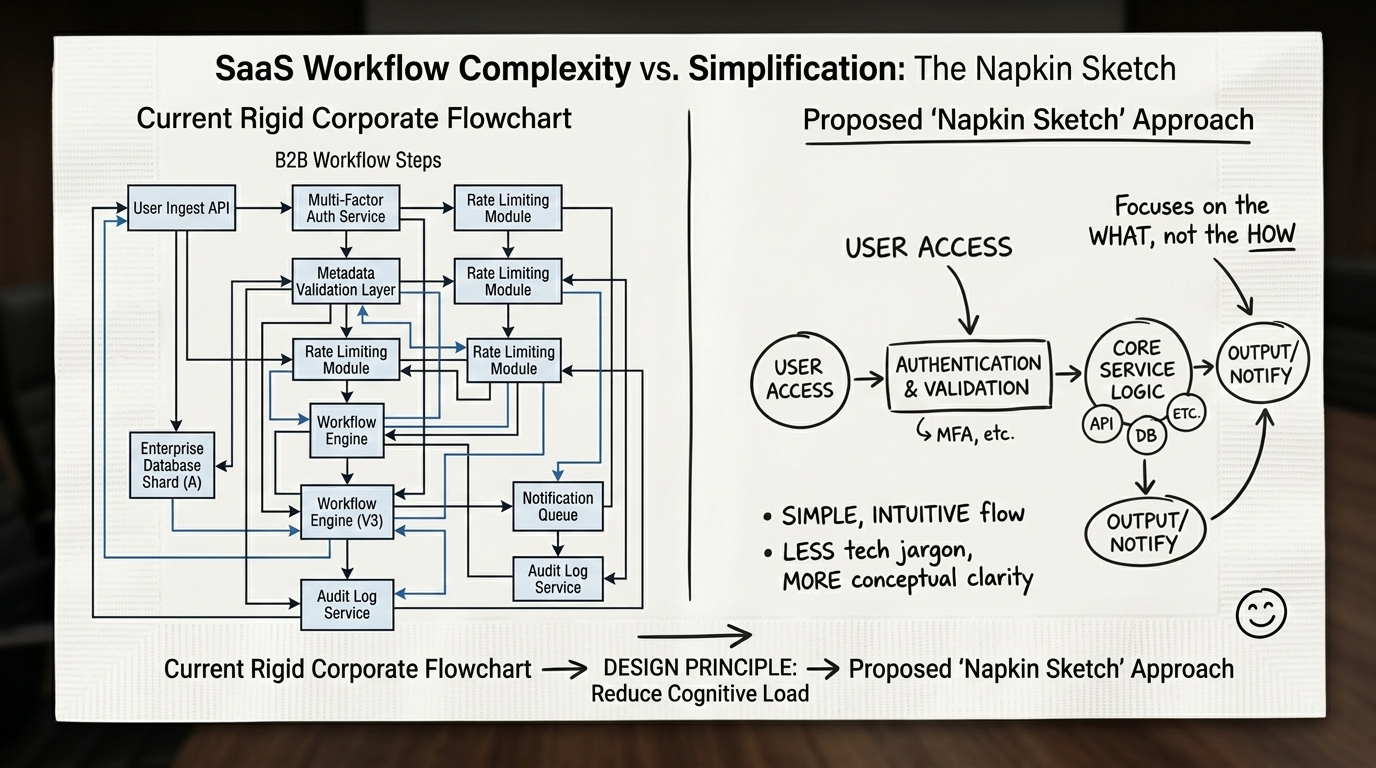 To demonstrate the 'Napkin Sketch' concept mentioned in the B2B use case, showing how it simplifies complexity.